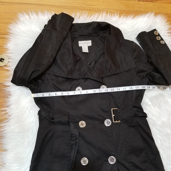 CHARLES KLEIN Trech Coat Military Style Color Black SIZE S, with silver buttons. - Picture 15 of 17